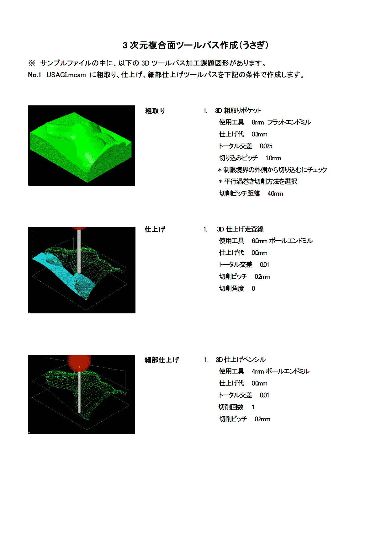 3次元複合面ツールパス作成（うさぎ形状）